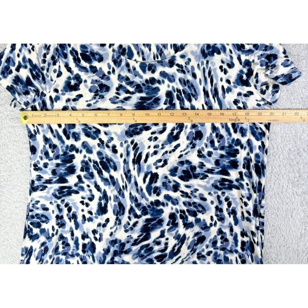 Soma Cool Nights Womens M Sleep Dress Blue Animal Print Short Sleeve Lounge